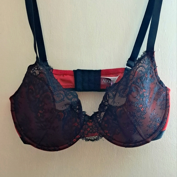 Adore Me Red & Black Lace Bra - Picture 1 of 6